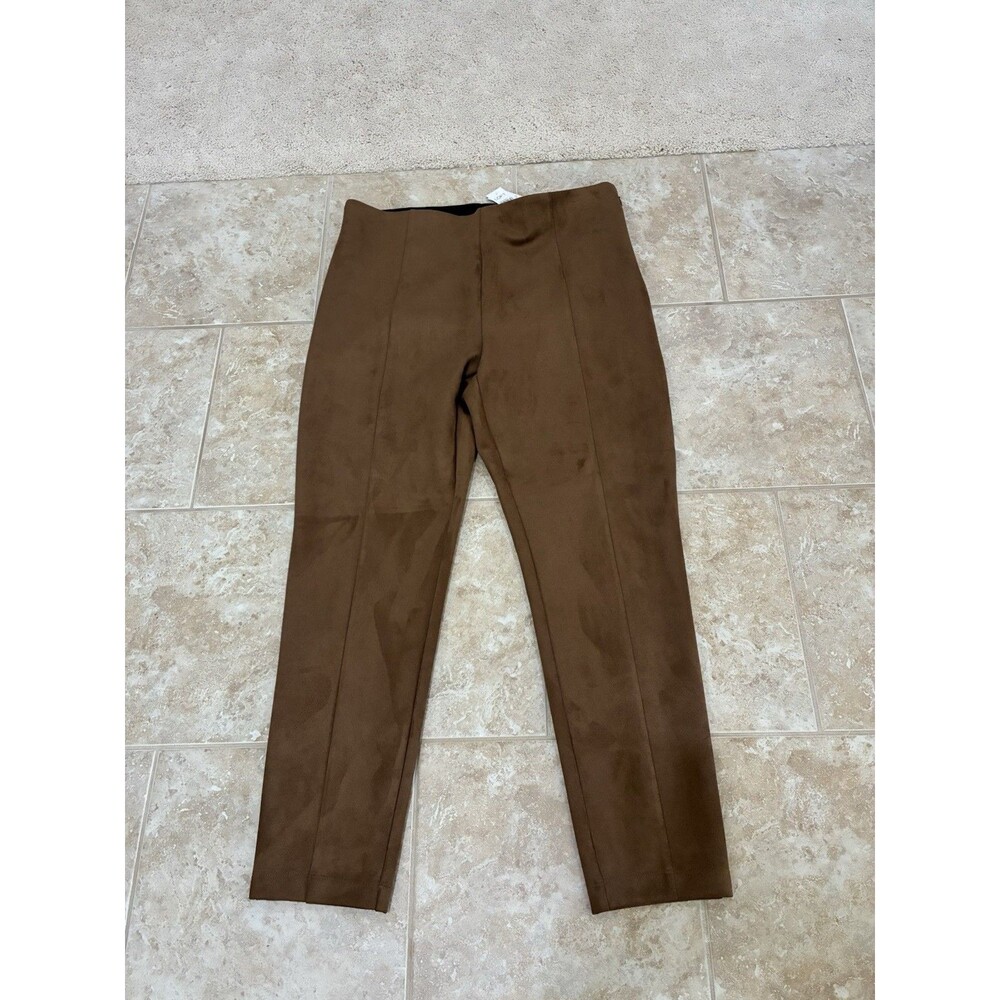 New LOFT FAUX SUEDE SEAMED PANTS Size 14 Golden Brown